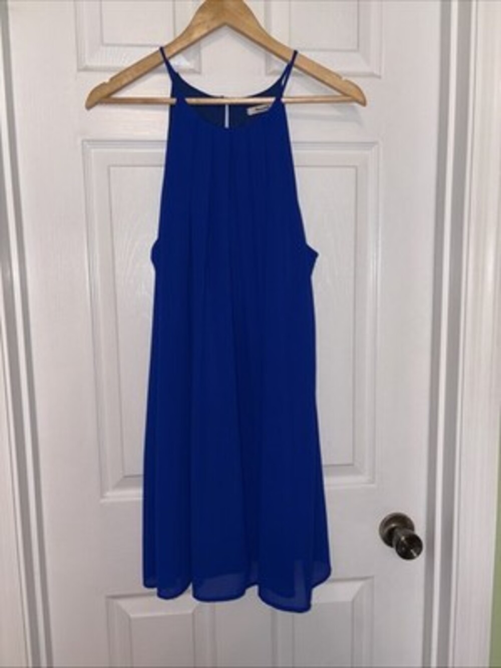 EUC Caramela Cobalt Halter, Summer cocktail Dress, Size Large, Mini, Sexy, Light